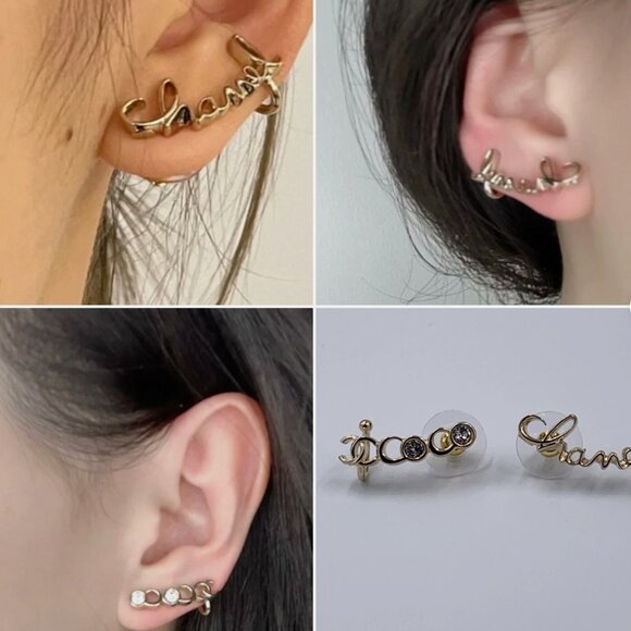 Authentic CHANEL Coco Chanel logo earrings with gold hardware Brand New - Picture 10 of 10